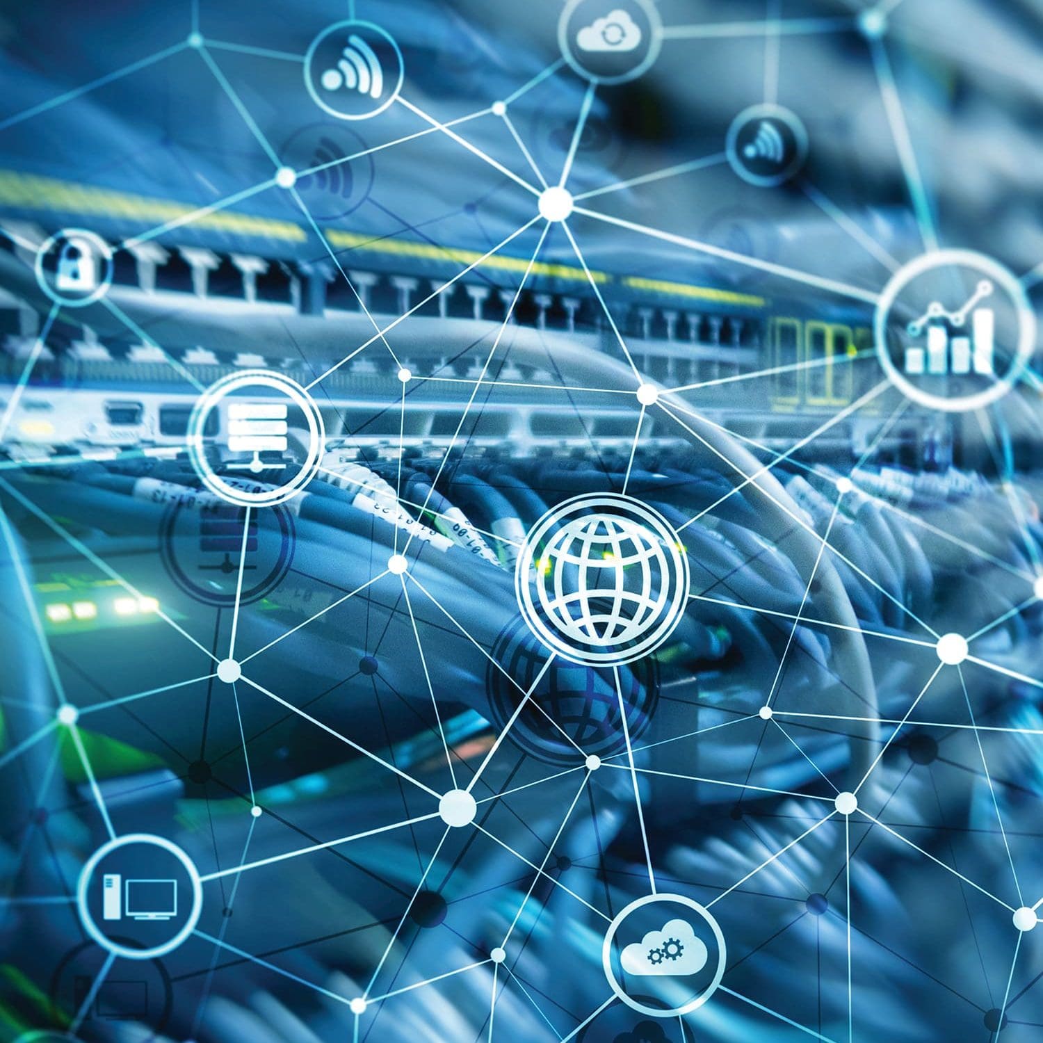 Computing concept. Technology infrastructure cloud computing and communication on data center background