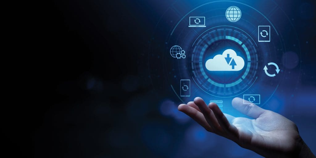 Backup button disaster recovery internet technology concept.