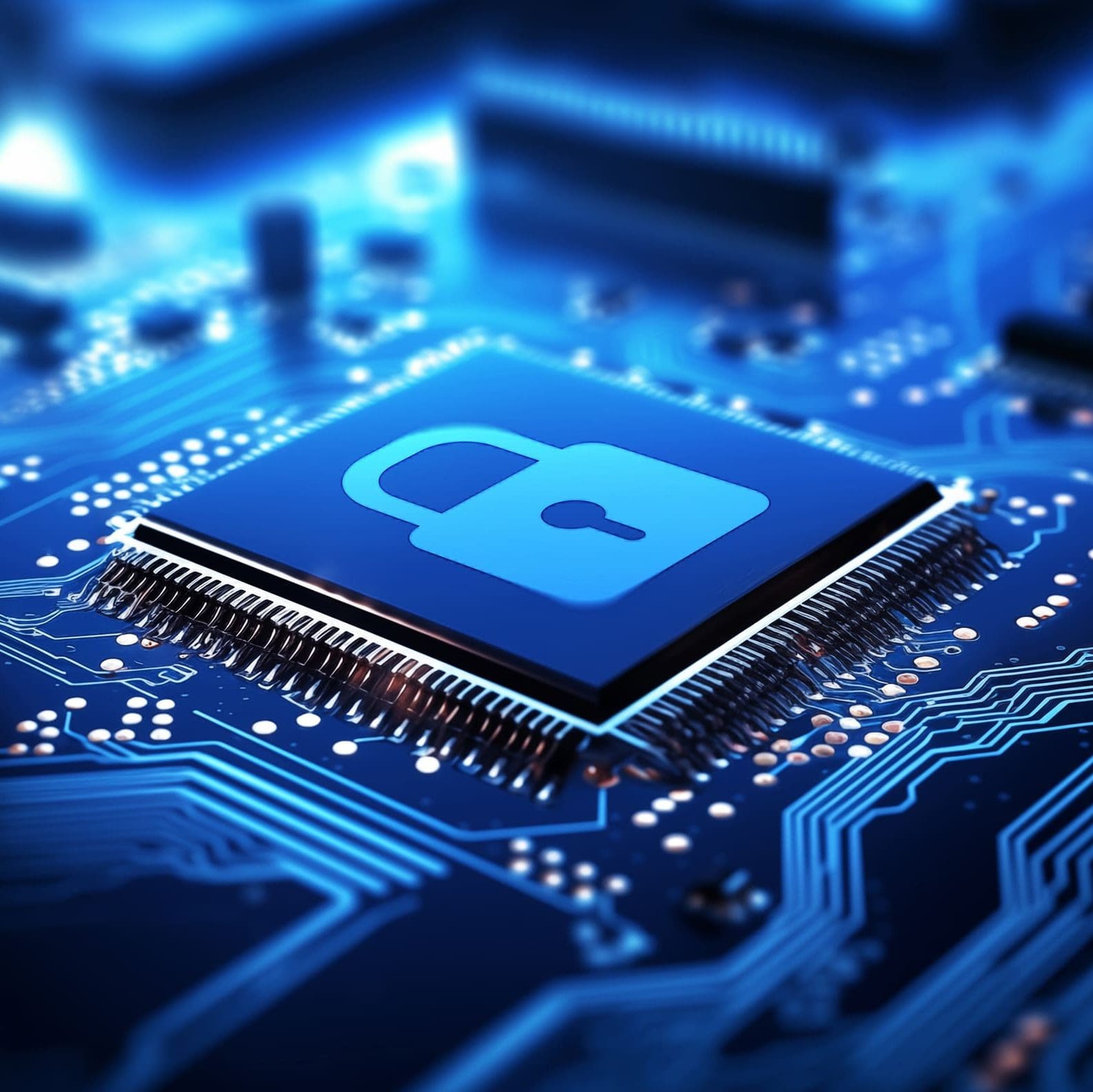 internet security, padlock on circuit board, cybersecurity