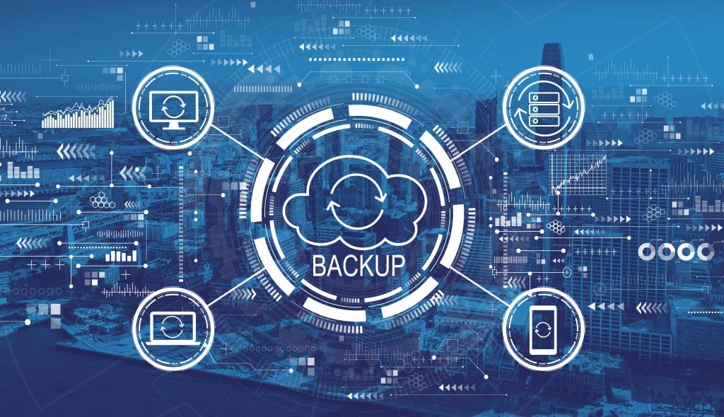 An image of a backup cloud, showcasing all the data it is backing up and you are able to recover