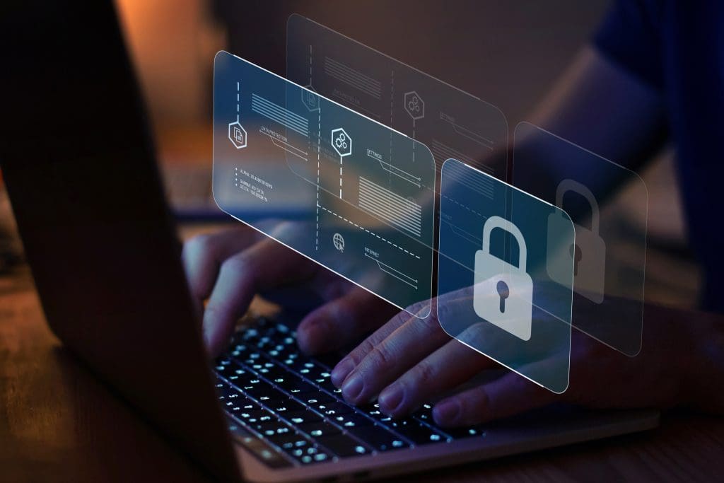 a laptop with cybersecurity
